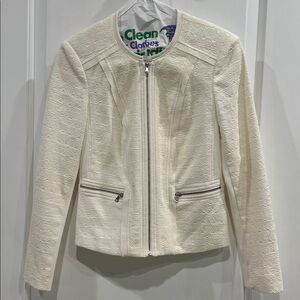 Rebecca Taylor Cream Textured Zip-Up Jacket